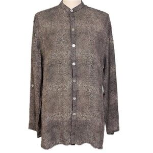 CHICO’S DESIGN geometric snake pattern sheer, chiffon, button blouse. Small. EUC